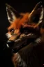 Placeholder: Portrait of a scary animatronic of a fox