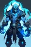 Placeholder: Sick looking villain that has a cool blue combo with pistols for hands with a diaper thats a demon with a GYATTTTTTT and has six arms and has lighting around him