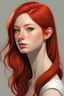 Placeholder: A girl with a fit and red hair realistic