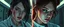 Placeholder: cyberpunk fallout 4, airbrush and pen outline, A cinematic, high-end advertisement image for a fictional service called “Splice Girls Nurses, Rebuilding Bone Structure on Transparent People™”. Split-screen composition with two contrasting emotional states.