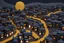 Placeholder: knitted city at night in moonlight