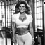 Placeholder: smiling youthful Raquel welch gym (no text) This body finds pleasure in her revealing movement wish to walk with her head so high her shoulders back bum carefully encasing the head of her femur, wish her body to move like her trainer's.