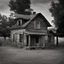 Placeholder: old rugged one floor house in a country black and white