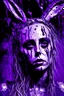 Placeholder: portrait a Singer Danish MØ face, slime, hair, bunny, mask, out her mind, purple tones, in the style of arthur rackham,