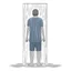 Placeholder: person, showering, whole body, facing front, waist down