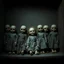 Placeholder: In a dark shadowy derelict room gaunt Victorian-dressed creepy expressionless cracked porcelain dolls are lined up of a shelf their presence eerie and foreboding. However, in a juxtaposition a single doll is smiling with red eyes, reminiscent of the macabre images of Brom, imbued with the mystical, evil quality, atmosphere is heavy with malevolent intent, photorealistic with meticulous attention to texture and atmosphere.