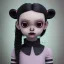 Placeholder: Jenna ortega as wednesday with wednesday addams dress,soft libstick, wednesday addams make up, overknee socks,fantasy art, dramatic lighting, highly detailed oil painting, volumetric lighting