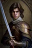 Placeholder: european brown hair young adult royal guard swordsman with rapier