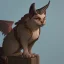 Placeholder: cat gargoyle with goat horns and wings on its back Nick Harris style