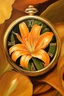 Placeholder: Orange spear lily oil painting in a golden watch