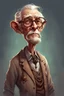 Placeholder: fantasy concept art, small VERY OLD skinny wrinkled grandpa with insanely thick glasses man