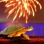 Placeholder: Turtle and Fireworks