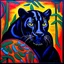 Placeholder: A portrait of a black panther painted by expressionist