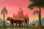 Placeholder: A pink magical Indian elephant palace painted by Caspar David Friedrich