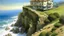 Placeholder: house on the cliff with sea views, Guido Borelli style