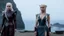 Placeholder: whole body image of beautiful 20 year-old Emilia Clarke as Daenerys Targaryen from Game of Thrones in a mystical enchanted forest standing next to Drogo the dragon, HD 4K, sharp detail, photorealistic accurate face and features, cinematic lighting