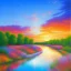 Placeholder: blue and transparent river, cristal flowers, sunset, delicate flowers