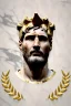 Placeholder: Ultra Realistic image, Roman sculpture, white marble material, Lionel Messi, gold Laurel leaves wreath, renaissance ornaments, one gold star in heart, marble and gold ornaments background, chisel style, waist up portrait, emperor style, epic, celestial, cinematic lighting, God light, god rays, 4k resolution, smooth details, ornate details, soft lighting, unreal engine 5, art station, substance 3d.