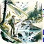 Placeholder: Illustrate a scene of an artist exploring the wonders of Norwegian nature, sketching, plain air amidst forests, waterfalls, and meadows, artistic style