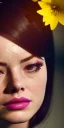 Placeholder: Emma Stone no underwear with yellow flowers for hair, closed eyes, rtx, reflection, 8k, glow, winning photography, caustics