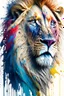 Placeholder: "lion", clean design, epic Instagram, art station, splash of colorful paint, contour, ((solid white background)), looking into camera, hyperdetailed intricately detailed, unreal engine, fantastical, cinema lighting, intricate detail, splash screen, complementary colors, fantasy concept art, 8k resolution, DeviantArt masterpiece, watercolor, paint dripping