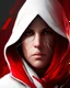 Placeholder: Draw an illustration with a red and white hood.