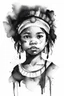 Placeholder: Watercolor black and white indigenous afro girl