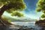 Placeholder: higly-detailed, epic landscape, river, highly detailed, perfect lighting, perfect composition, 4 k, artgerm, hudson river scool, big old tree, sunny day