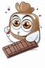 Placeholder: cute angry chocolate bar with big eyes, cartoon style, white background