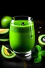Placeholder: A picture of a glass filled with a bright green smoothie topped with a slice of kiwi and a sprig of mint.