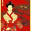 Placeholder:  Ukiyo-e style, red sun