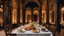 Placeholder: 1498, delightful, sensitive, delicious food, banquet, confident, delicate, night, darkness, architecture, filled with delicious food, award-winning photograph, beautiful composition, delicate colour, chiascuro