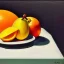 Placeholder: still life bottle half fruit