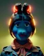 Placeholder: Waist up portrait, hybrid character, waitress British woman with classic muppet mask that covers her entire head and face, Sesame Street style, undress, short shirt, old school tattoo, hot, smooth, unreal engine 5, god lights, ray tracing, neon, RTX, lumen lighting, ultra detail, volumetric lighting, 3d.