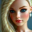Placeholder: Very realistic close up of a barbie doll as a human, with freckles