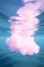 Placeholder: A pink plastic cloud floating in the seawater
