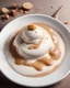 Placeholder: white Béchamel sauce. there is ground nutmeg on top. Photography. Realistic photo. HD. Glowing. 3d style