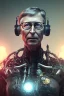 Placeholder: A portrait of post-apocalypse cyborg BILL GATES in a cyberpunk city, sci-fi fantasy style, volumetric lighting,highly detailed,cinamatic,gold colours,8k, 3D octane render, lisa parker, dark, 8k.