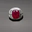 Placeholder: ruby signet ring with braided tungsten and titanium, carved band, brushed steel, men's jewellery