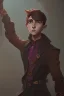 Placeholder: A little brown haired warlock boy conjuring a spirit by Nick Harris