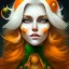 Placeholder: fantasy setting, woman, orange and white hair, wavy hair, freckles, ranger, more orange hair, more white hair, green eyes, more white hair, more white hair, more orange hair