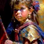 Placeholder: The warrior, by Melanie Delon and Anna Razumovskaya and Andrew Atroshenko Modifiers: oil on canvas beautiful high detail imperial colors child drawing