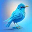 Placeholder: 3d colorfull bird with blue and light blue background color