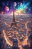 Placeholder: Paris and Lisbon mashup city in fantasy universe, striking, brilliant colors, cosmic galaxy