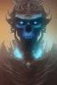 Placeholder: blue alien, cracks in the head, evil, Asian eyes, weapons, blood, 8k, finely detailed, photo realistic, HR Giger style turquoise skull head gold dragon Mexican alien moon skeleton Viking helmet Black background