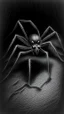 Placeholder: pencil drawing of a spider. Spooky, scary, halloween, realistic, black paper