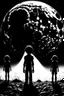 Placeholder: THE MOON HIDDEN SHADOWY FIGURES transformation STYLE OF HIROKU OGAI