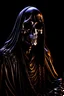 Placeholder: ultra high image quality, Grim Reaper Close-up of an set against AMOLED-worthy pure black backdrop, fantasy art style infused with filter, tailored for vertical wallpaper, exclusive design with no duplicates, radiating beauty suitable for a PC screen image, vivid colors, ultra fine, digital painting.