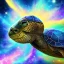 Placeholder: Digital art of a wise turtle, background = galaxy, stationary,