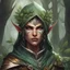 Placeholder: Generate a dungeons and dragons character portrait of the face of a female Eladrin. She is a hunter that lived in the forest and loves animals and plants. She looks a bit threatening and always looks a bit angry. She wears a circlet made of plants and a hood. Use Sylvanas Windrunner as insperation.